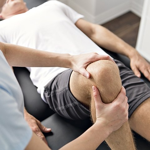 Patient performing at-home exercise routine