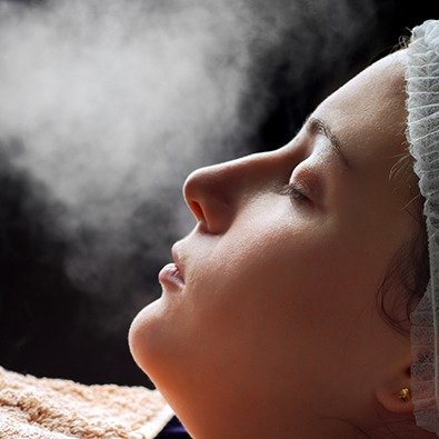 Woman receiving ozone therapy