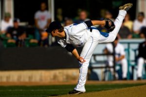 baseball pitcher who has just thrown 